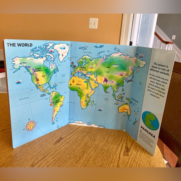 World Atlas Sticker Activity Book for Kids w Fold out Map Play Board. Preowned - Picture 10 of 10